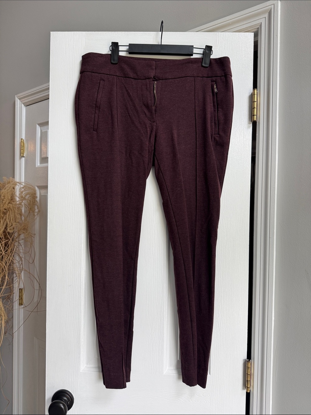 Ann Taylor Dark Plum Ponte Slim Ankle Pants